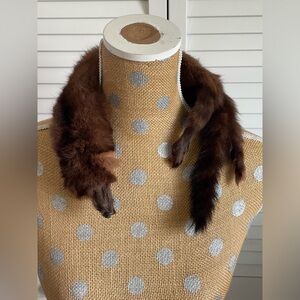 Vintage Mink scarf, collar, shoulder fur retro with clip on head